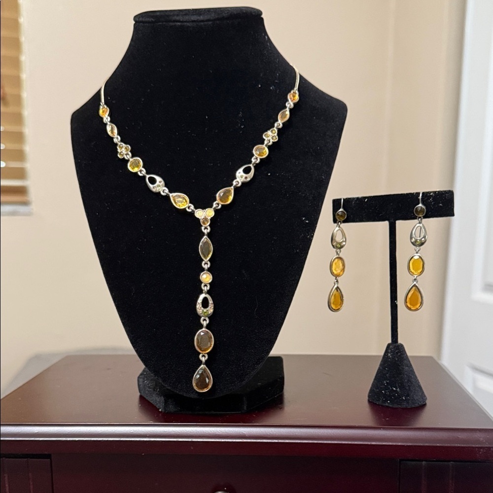 Gold and Silver Chunky Chain-Link Necklace and matching earrings